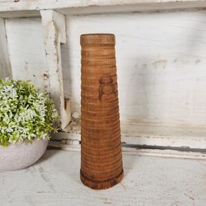 Antique Vintage Ribbed Beehive Wooden Textile Mill Spool- Large Wood Spindle